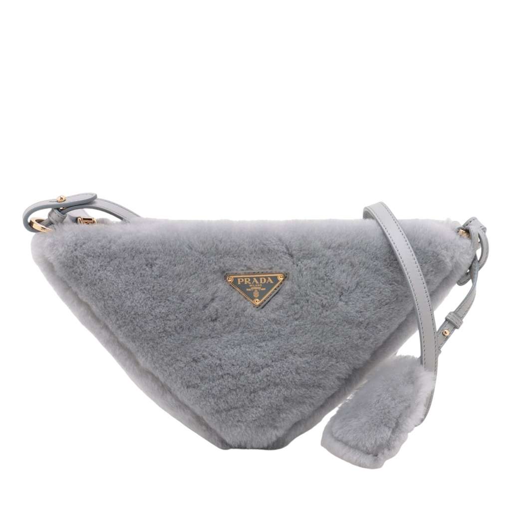 Prada Mini Shearling Triangle Satchel