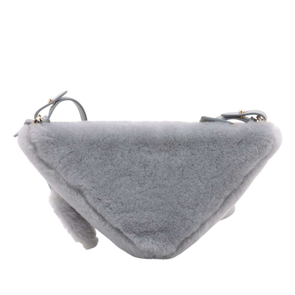 Prada Mini Shearling Triangle Satchel - Back view