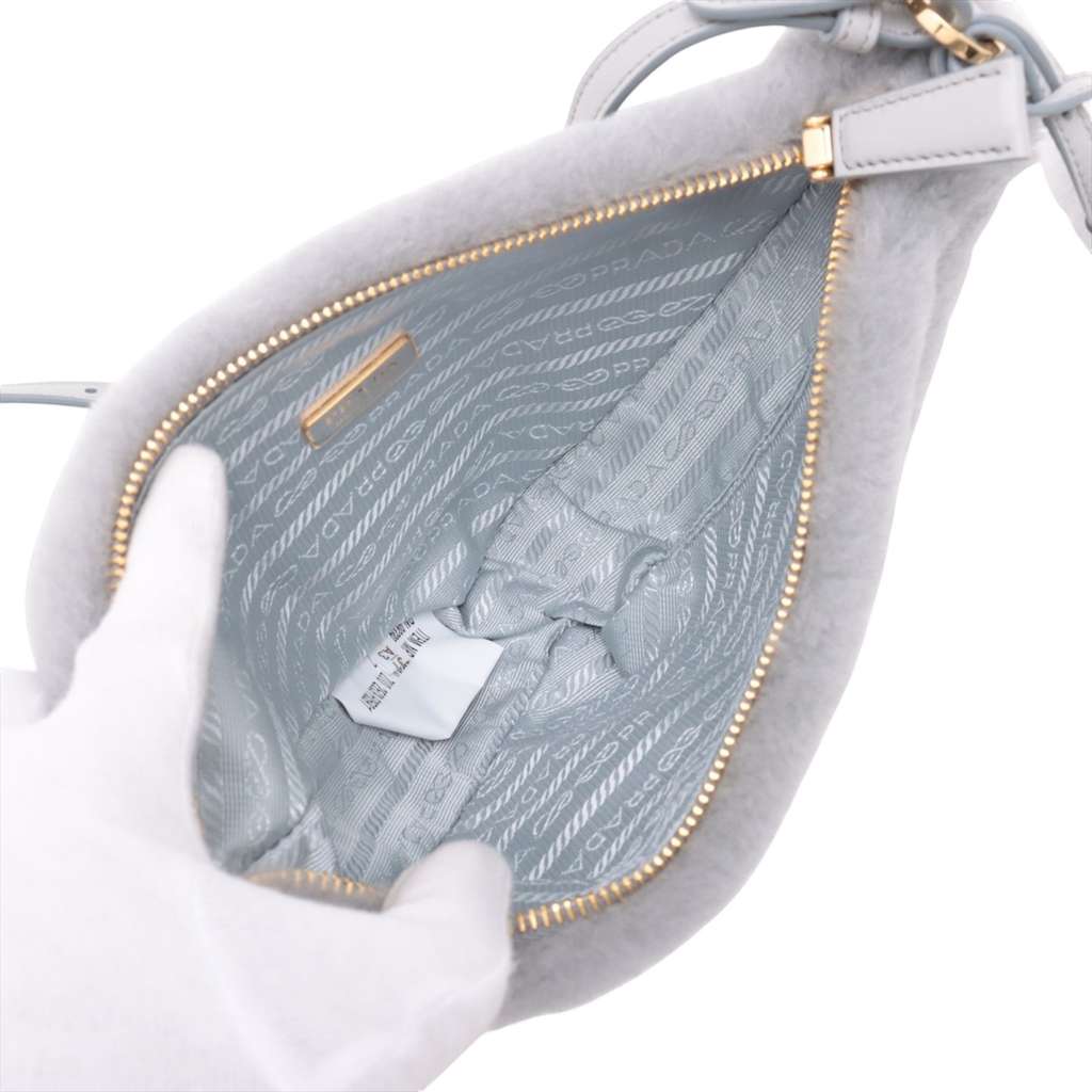 Prada Mini Shearling Triangle Satchel - Image 6