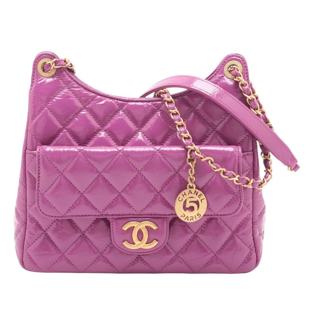 Chanel Medium Shiny Crumpled Calfskin Wavy CC Hobo