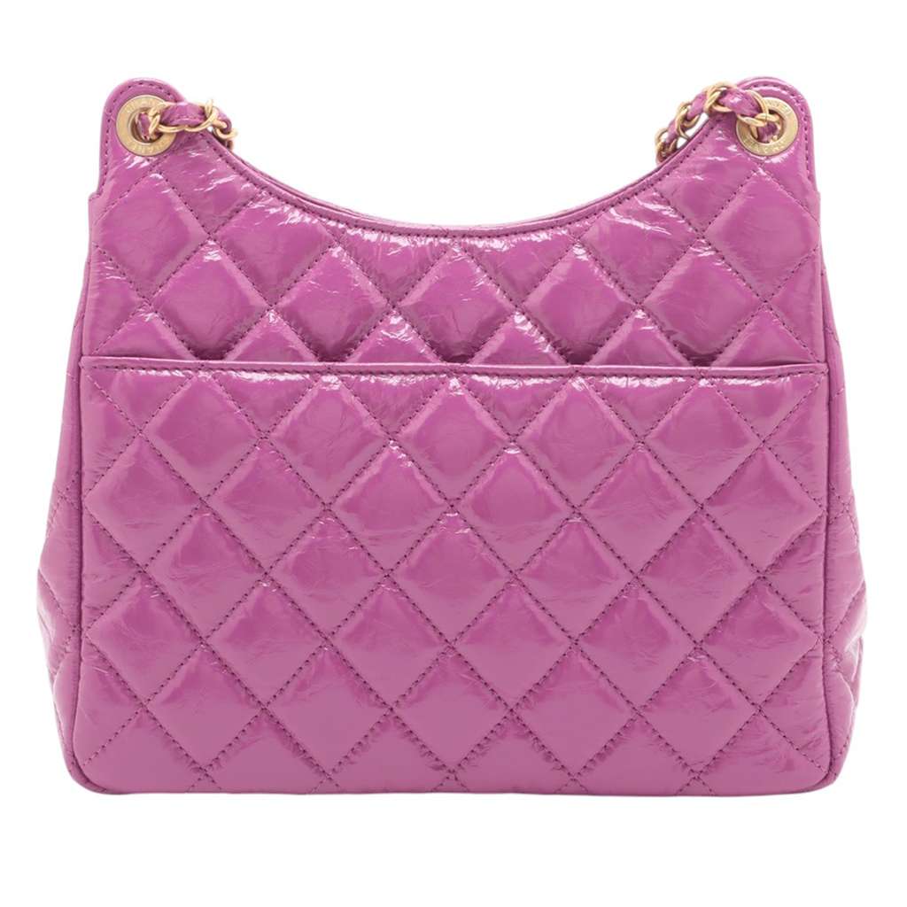 Chanel Medium Shiny Crumpled Calfskin Wavy CC Hobo - Back view