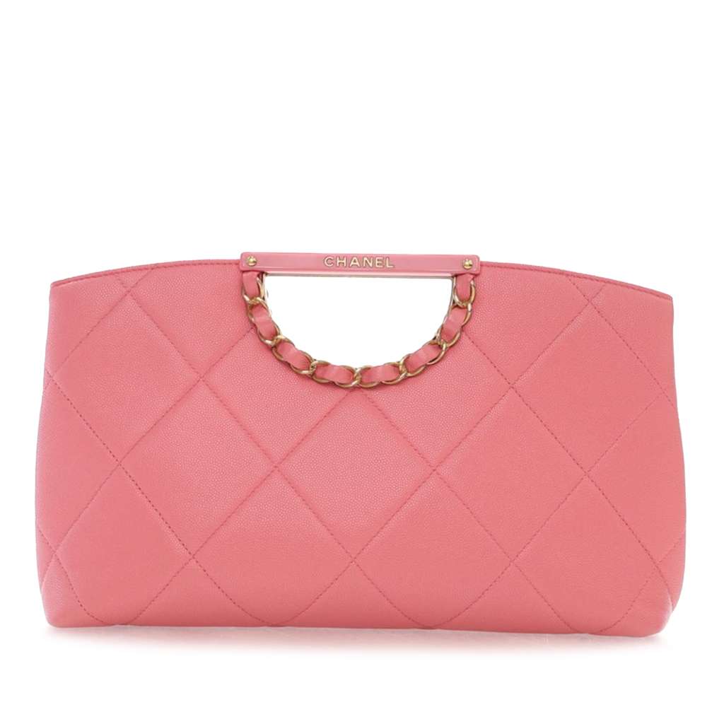 Chanel Quilted Caviar A Real Catch Clutch