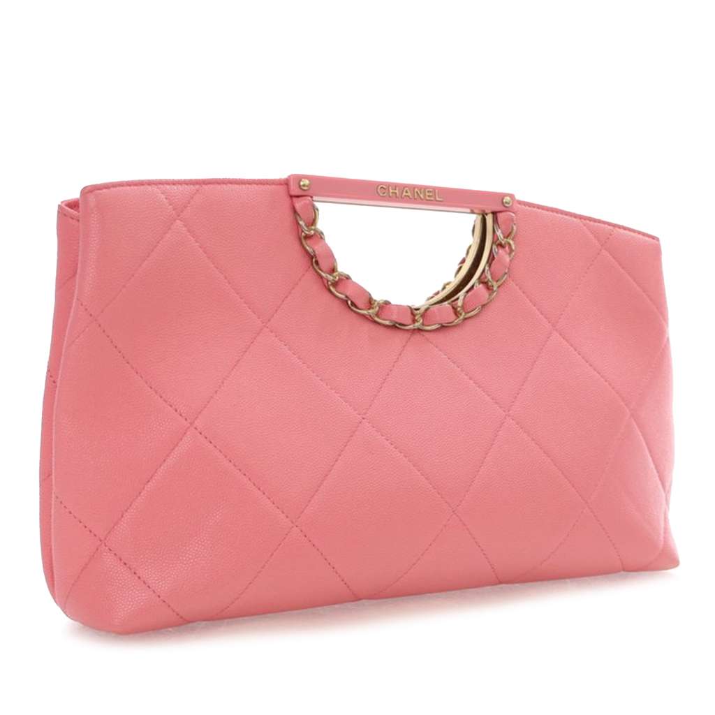 Chanel Quilted Caviar A Real Catch Clutch - Back view