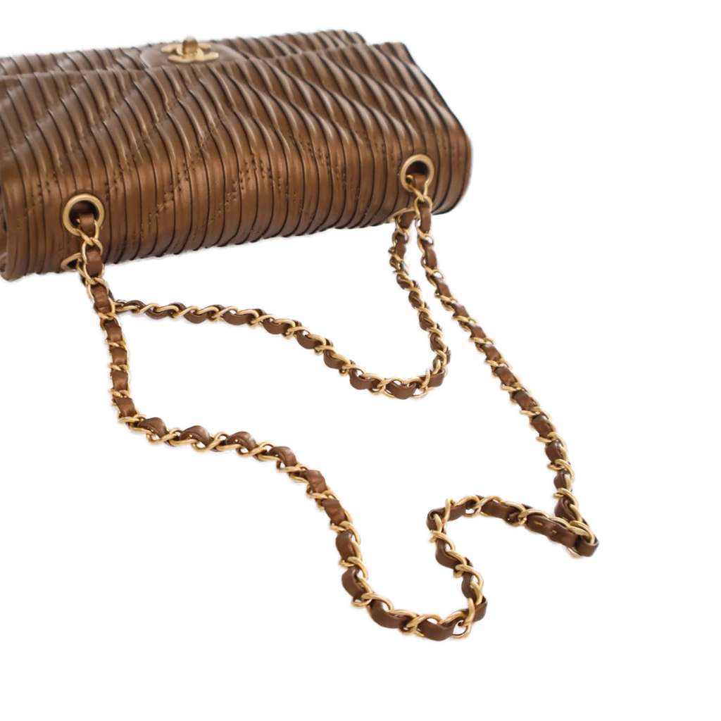 Chanel Medium Classic Chevron Calfskin Pleated Double Flap - Image 16