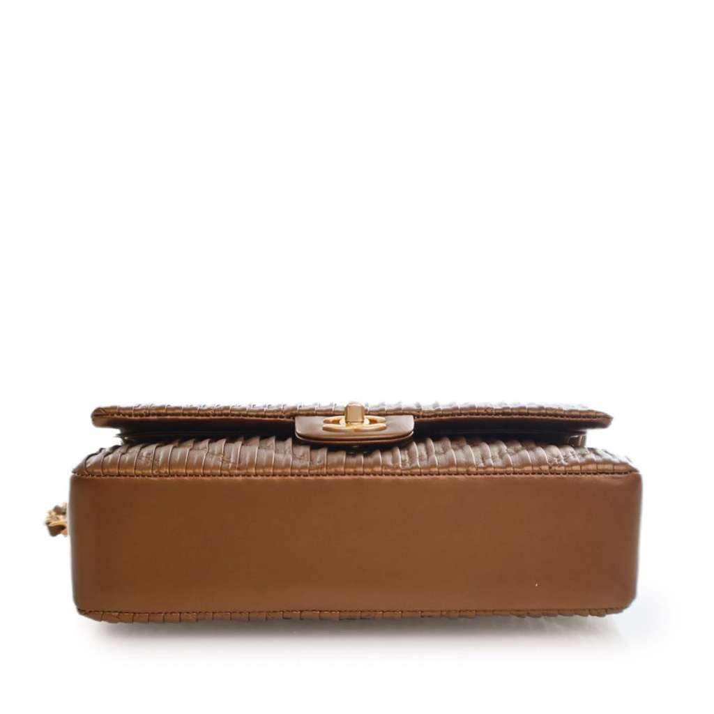 Chanel Medium Classic Chevron Calfskin Pleated Double Flap - Image 6