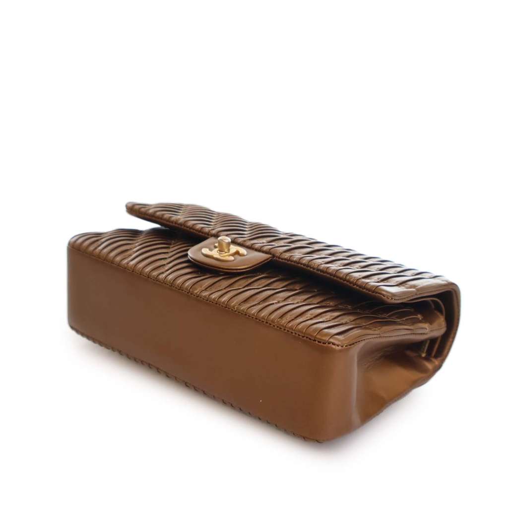 Chanel Medium Classic Chevron Calfskin Pleated Double Flap - Image 10