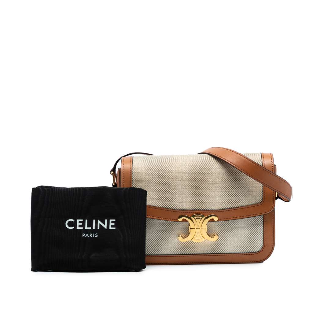 Celine Classique Canvas and Calfskin Triomphe Crossbody - Image 10