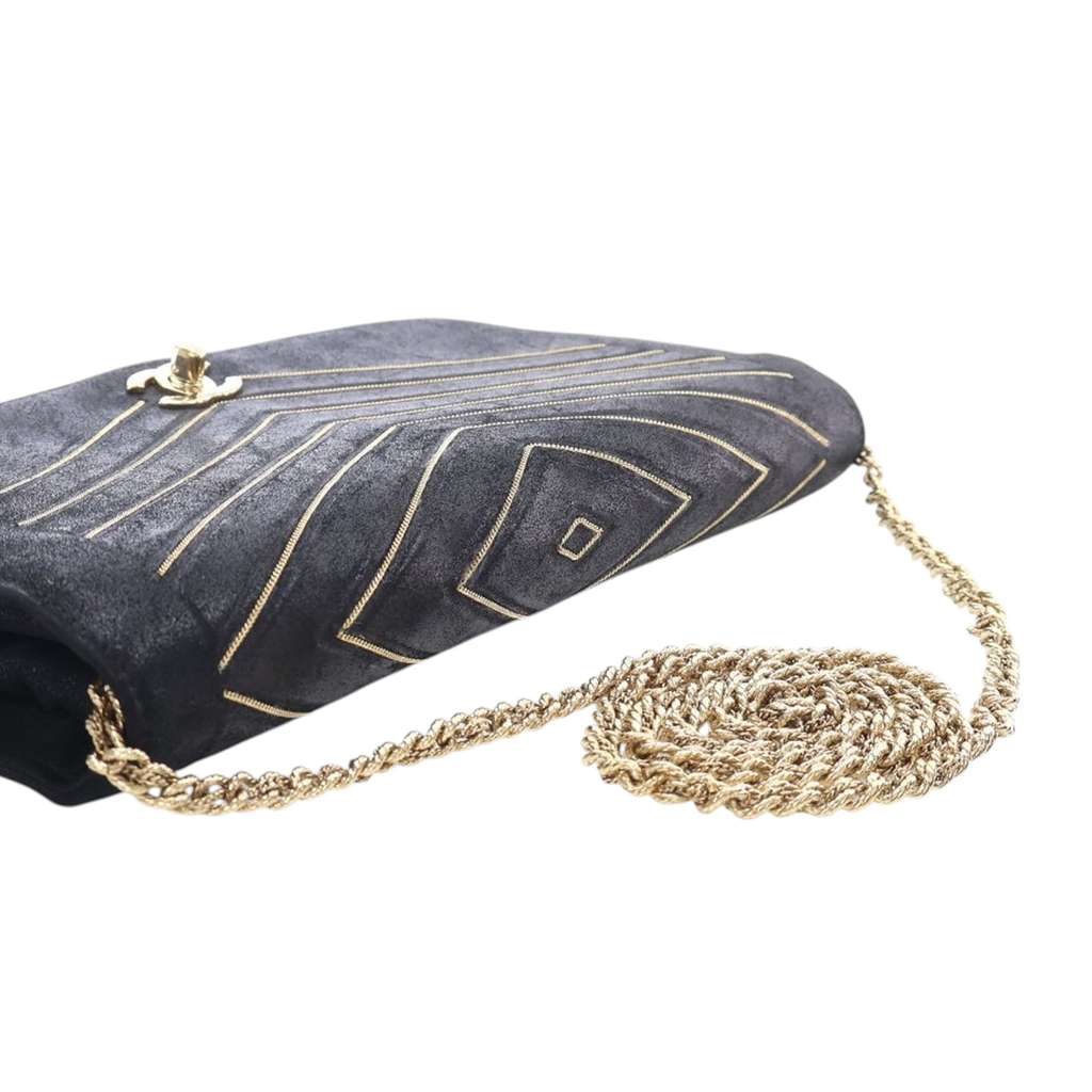 Chanel Chevron Nubuck Micro Chain Embellished Flap - Image 13