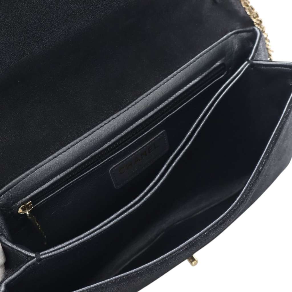 Chanel Chevron Nubuck Micro Chain Embellished Flap - Side view