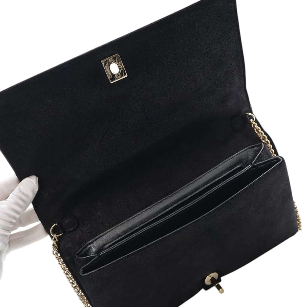 Chanel Chevron Nubuck Micro Chain Embellished Flap - Detail 1