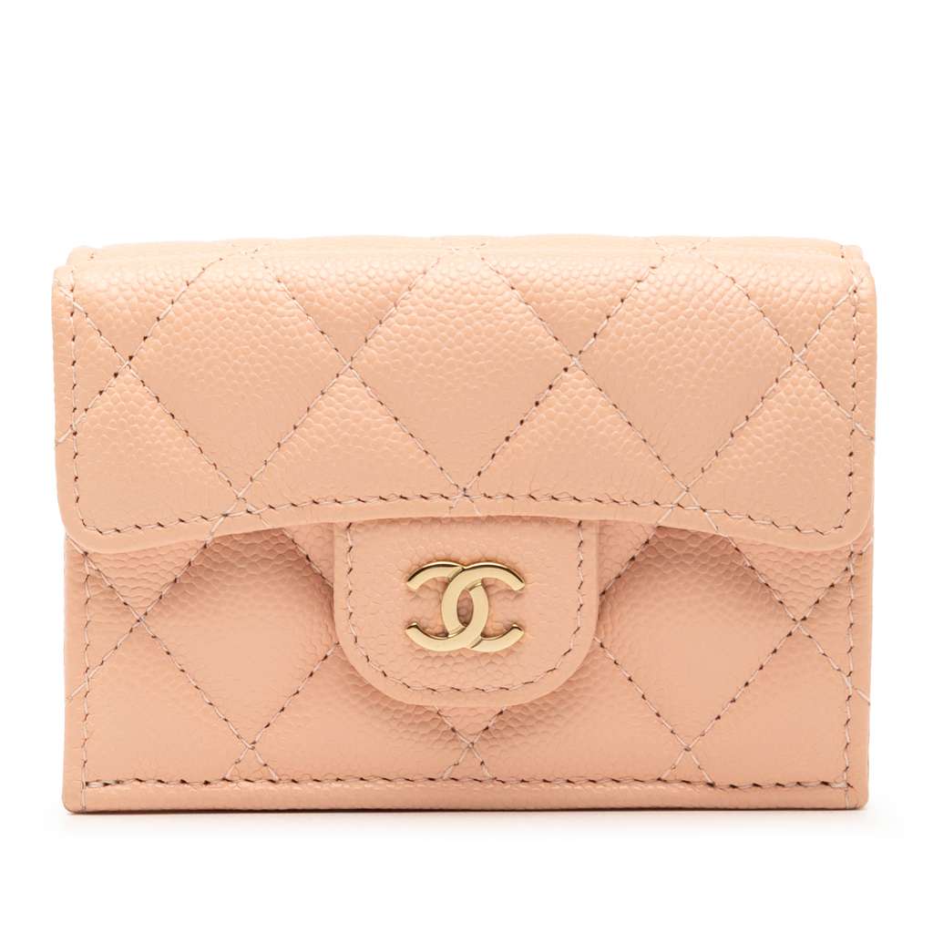 Chanel CC Quilted Caviar Compact Flap Wallet