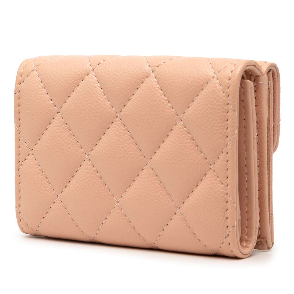 Chanel CC Quilted Caviar Compact Flap Wallet - Back view