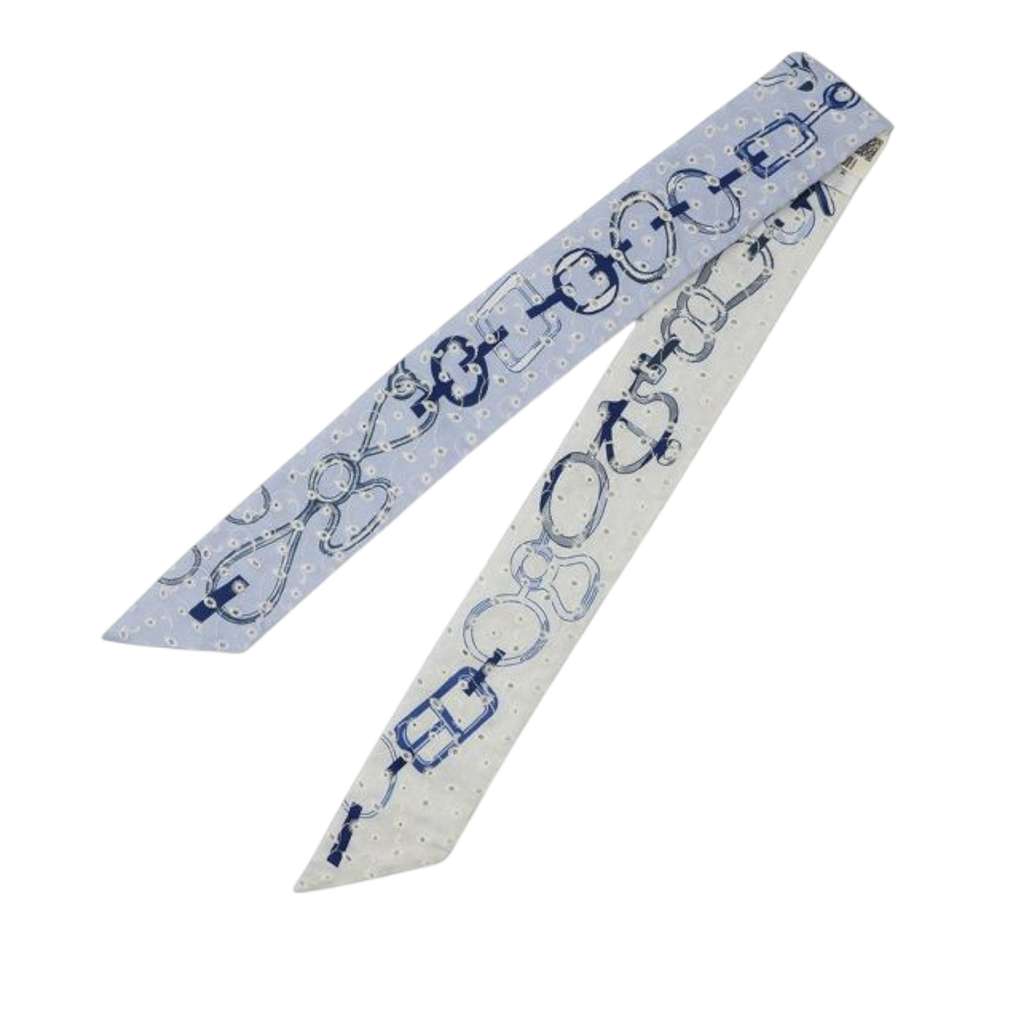 Hermès Do Re Boucles Broderie Anglaise Embroidered Silk Twilly Scarf - Back view