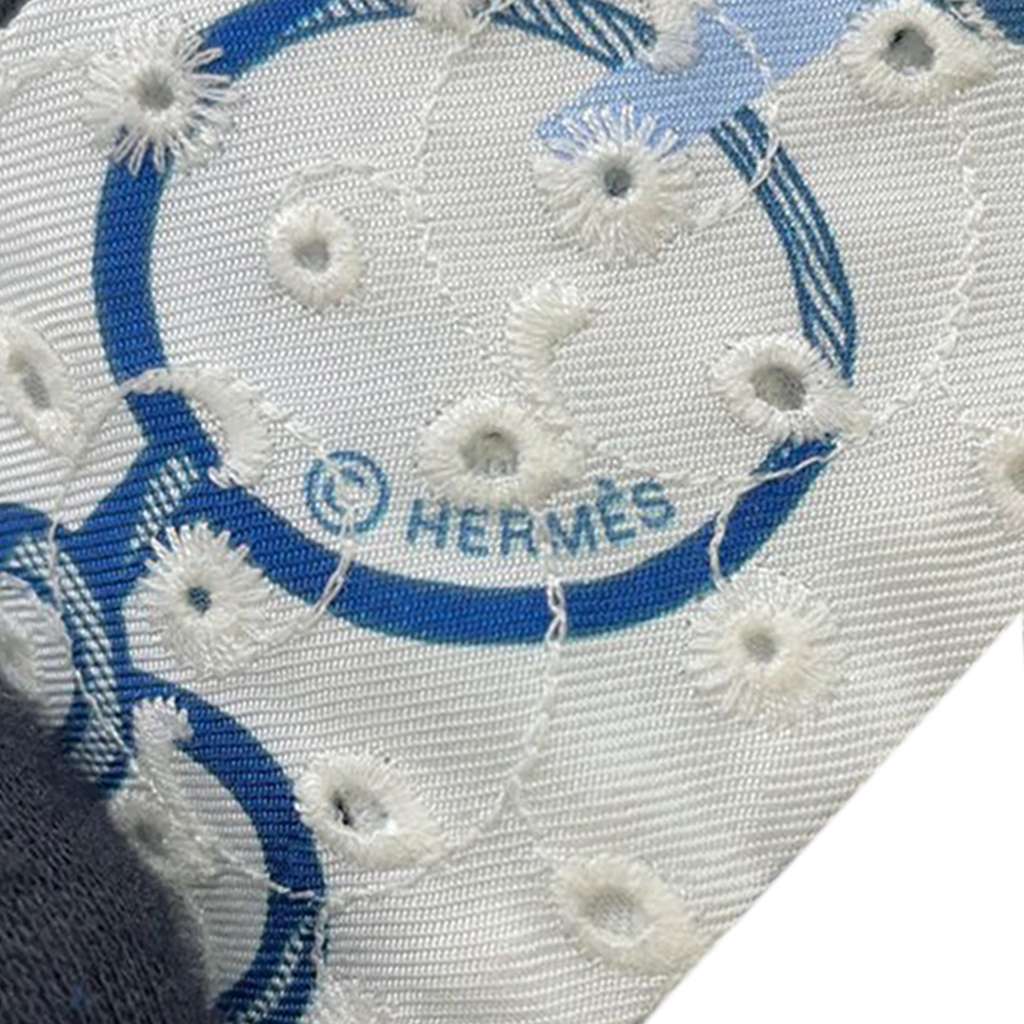 Hermès Do Re Boucles Broderie Anglaise Embroidered Silk Twilly Scarf - Side view