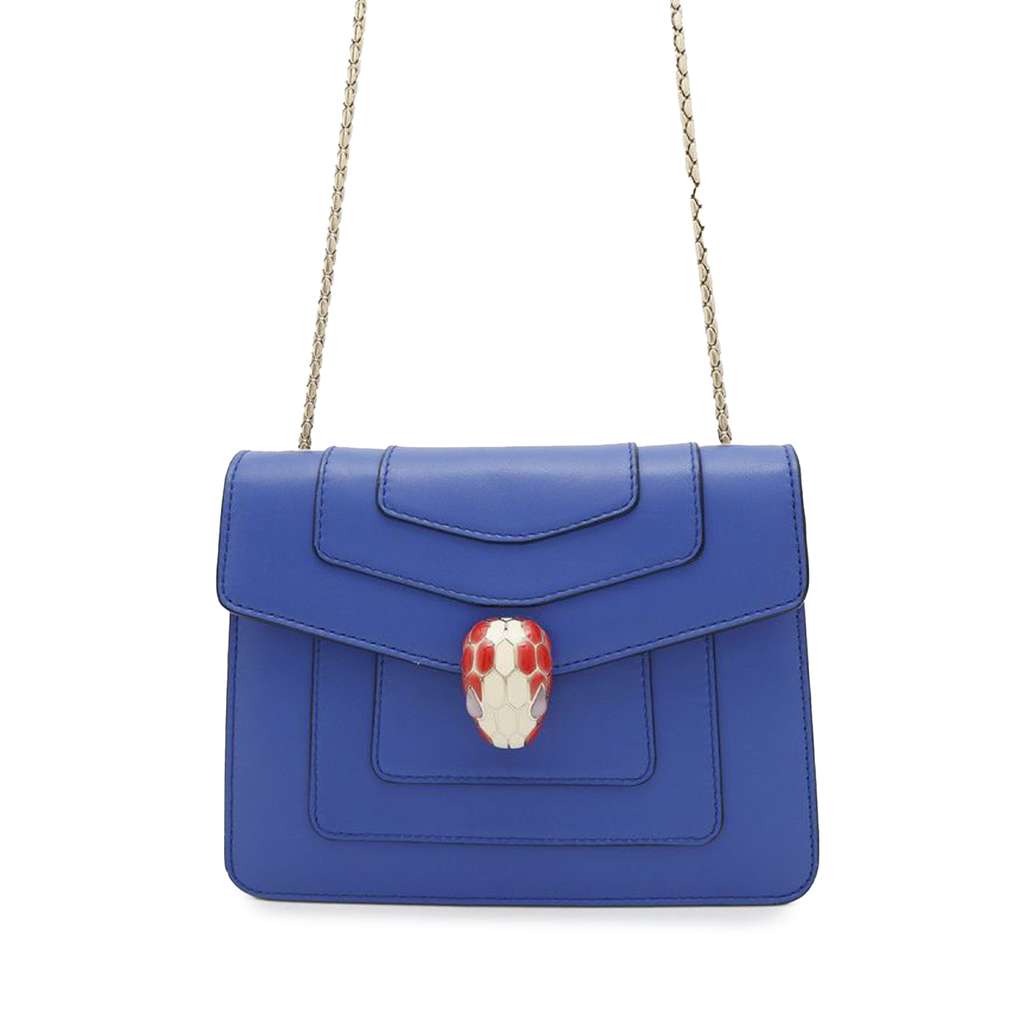 Bvlgari Small Leather Square Serpenti Forever Chain Crossbody