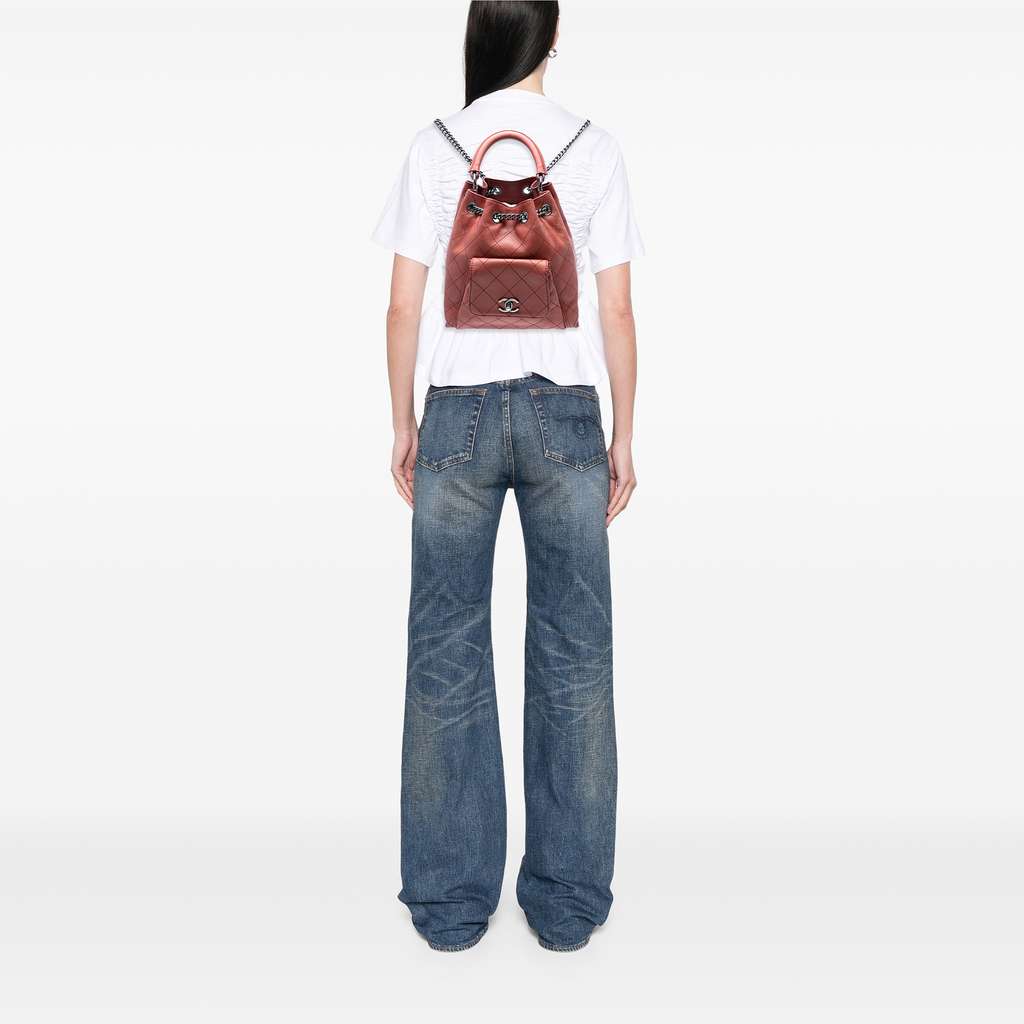 Chanel Medium Stitched Calfskin Urban Luxury Drawstring Backpack - Detail 2