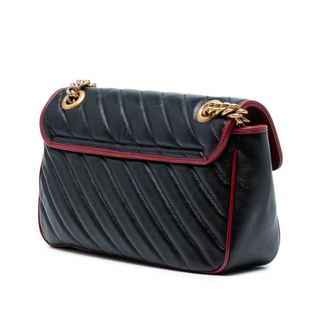 Gucci Medium GG Marmont Matelasse Diagonal Leather Torchon Shoulder Bag - Back view