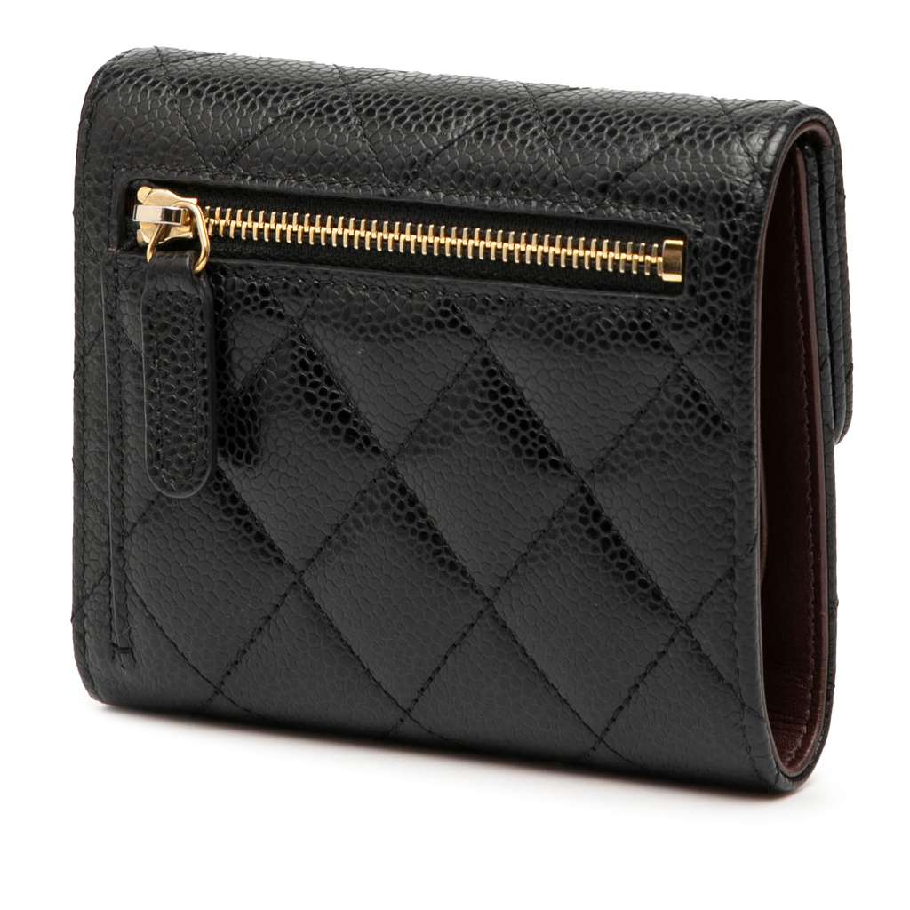 Chanel CC Quilted Caviar Compact Flap Wallet - Back view