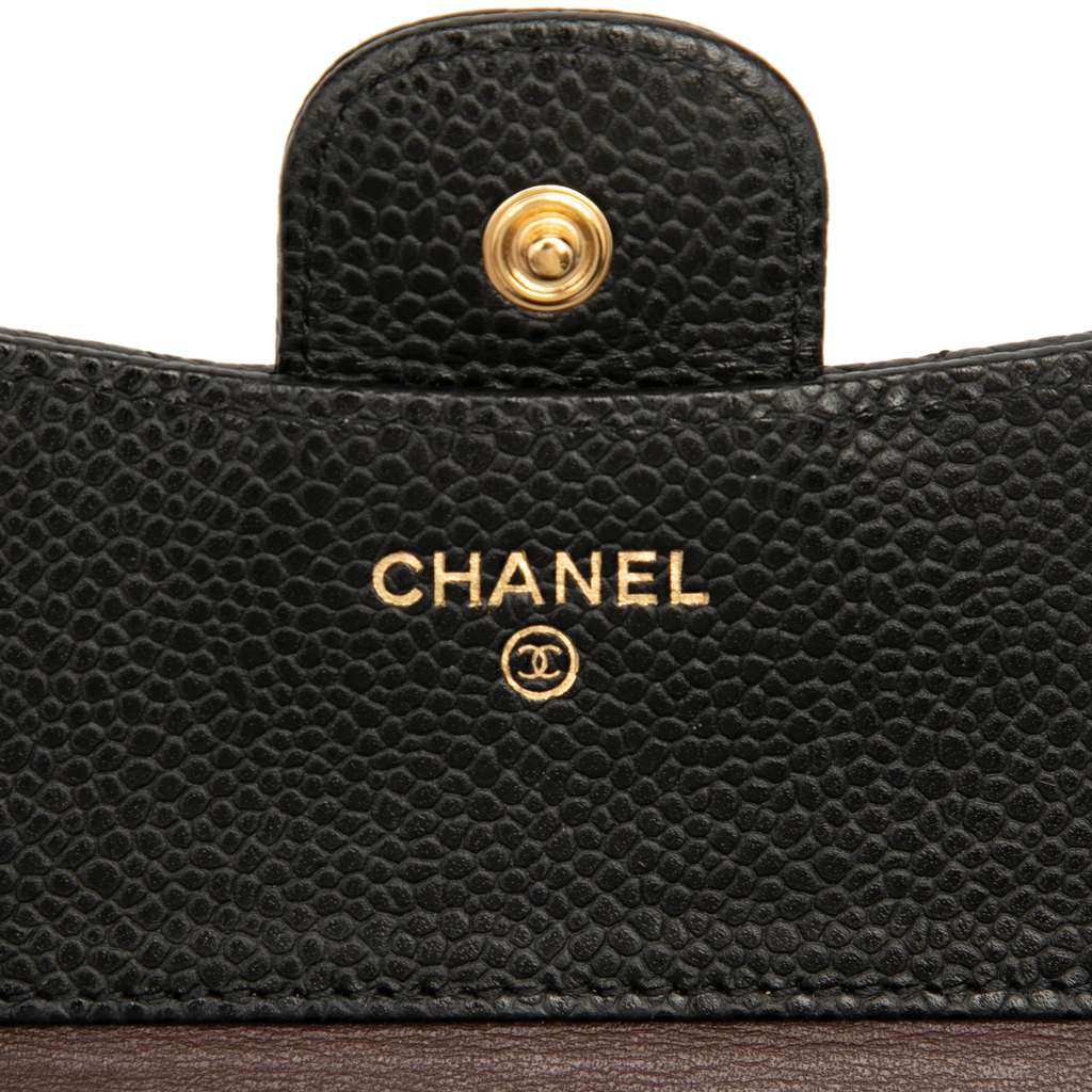 Chanel CC Quilted Caviar Compact Flap Wallet - Side view