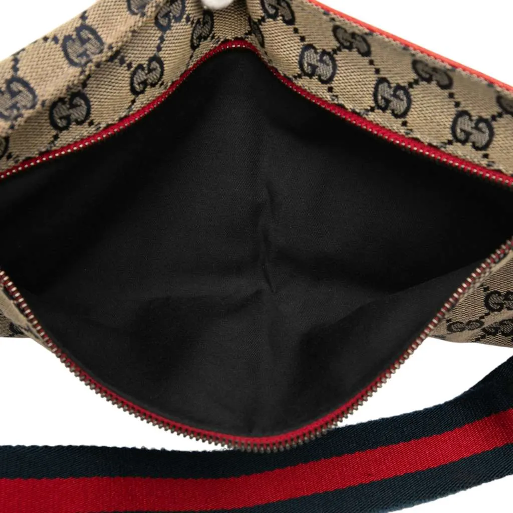 Gucci GG Canvas Web Double Pocket Belt Bag Brown Canvas Very good - Model View