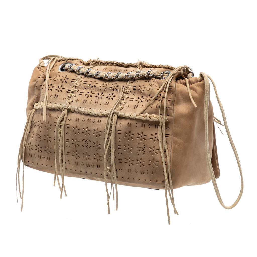 Chanel Perforated Suede Fringe Flap - Back view