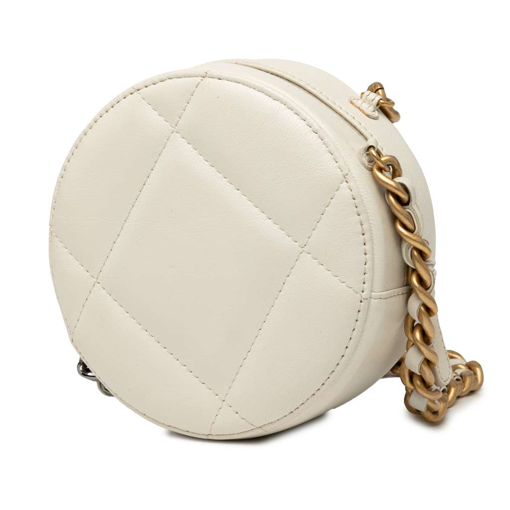 Chanel Quilted Goatskin 19 Round Clutch With Chain - Back view