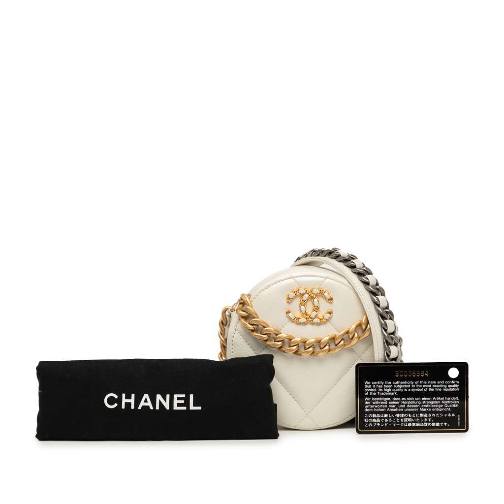 Chanel Quilted Goatskin 19 Round Clutch With Chain - Image 10