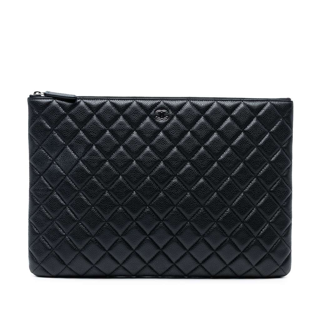 Chanel Large Quilted Caviar O Case Clutch