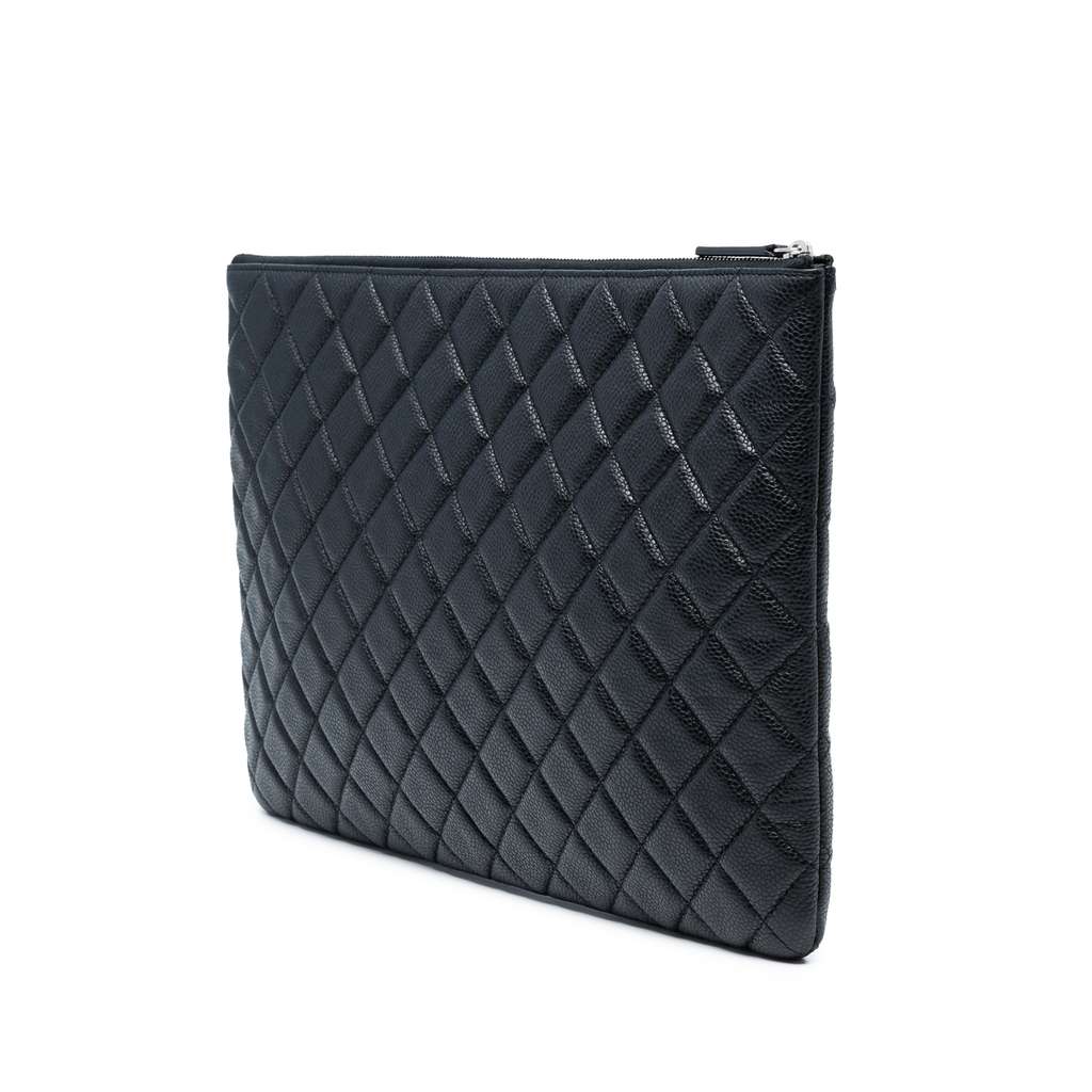 Chanel Large Quilted Caviar O Case Clutch - Back view