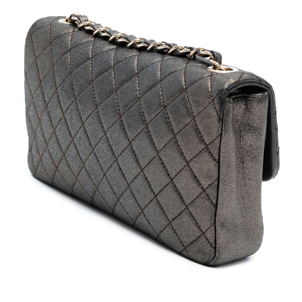 Chanel Small Quilted Iridescent Calfskin Crystal Single Flap - Back view