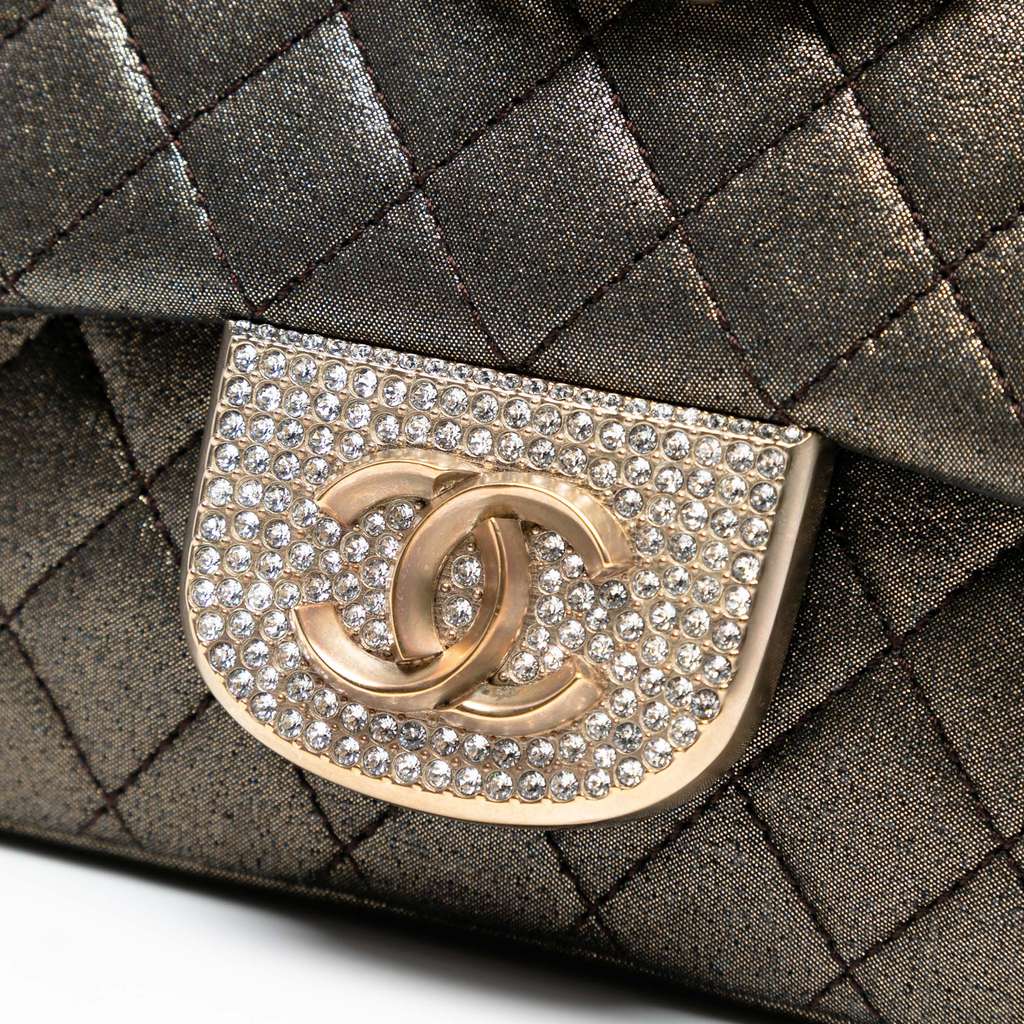 Chanel Small Quilted Iridescent Calfskin Crystal Single Flap - Detail 1
