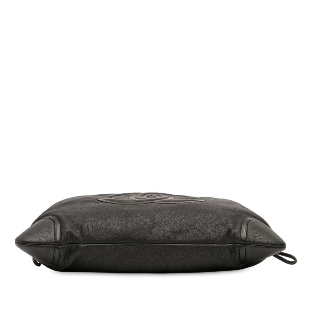 Chanel Washed Calfskin CC Cup Drawstring Tote Black Leather Good - Inside View