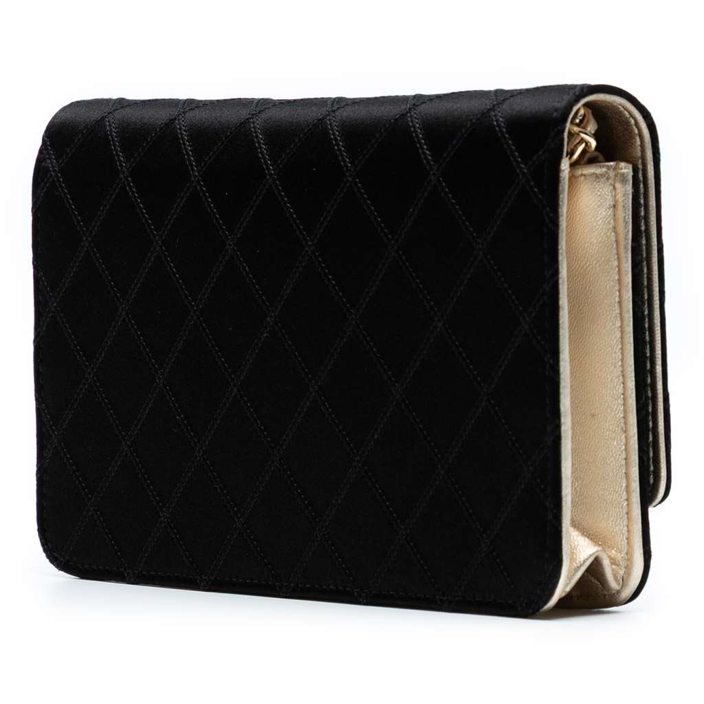 Chanel Bicolor Satin Diamond Stitch Wallet On Chain - Back view