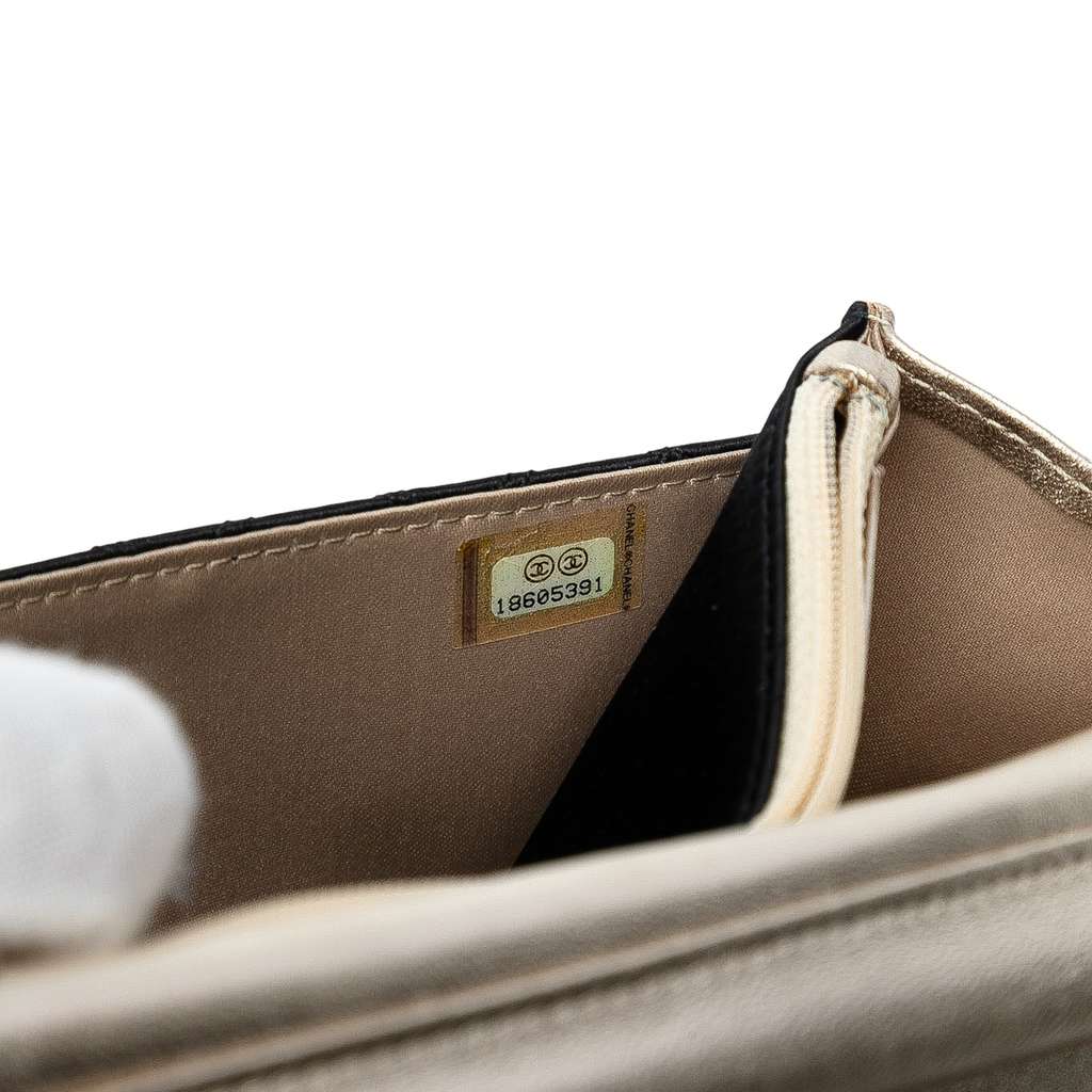 Chanel Bicolor Satin Diamond Stitch Wallet On Chain - Side view