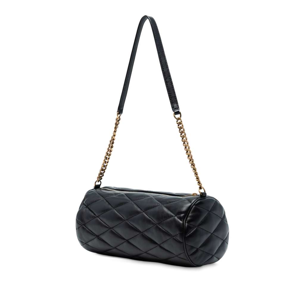 Saint Laurent Small Quilted Lambskin Sade Tube Bag - Back view