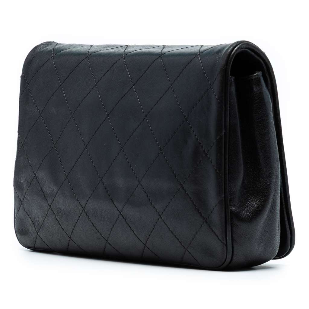 Chanel CC Quilted Lambskin Full Flap Wallet on Chain - Back view