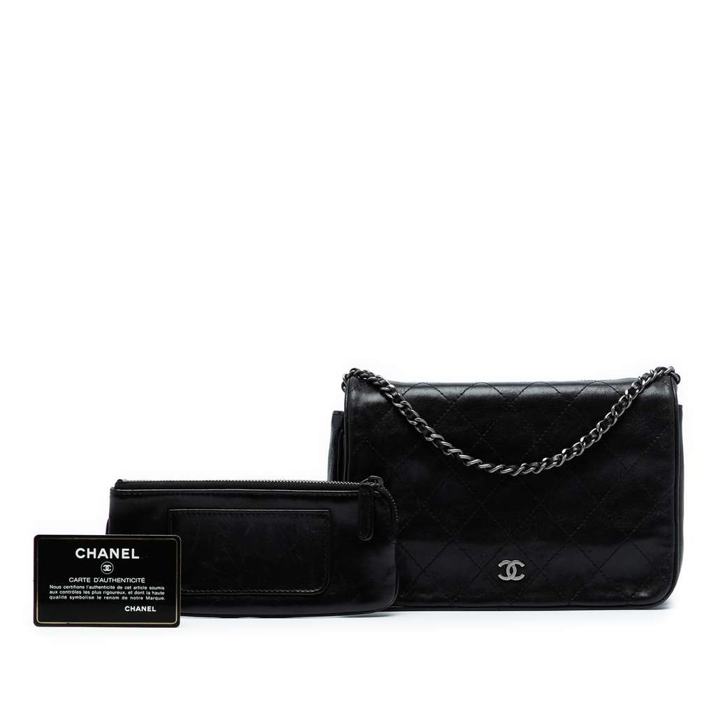 Chanel CC Quilted Lambskin Full Flap Wallet on Chain - Image 10