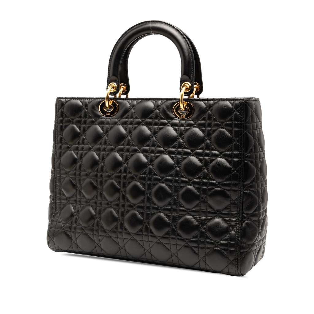 Dior Large Lambskin Cannage Lady Dior - Back view