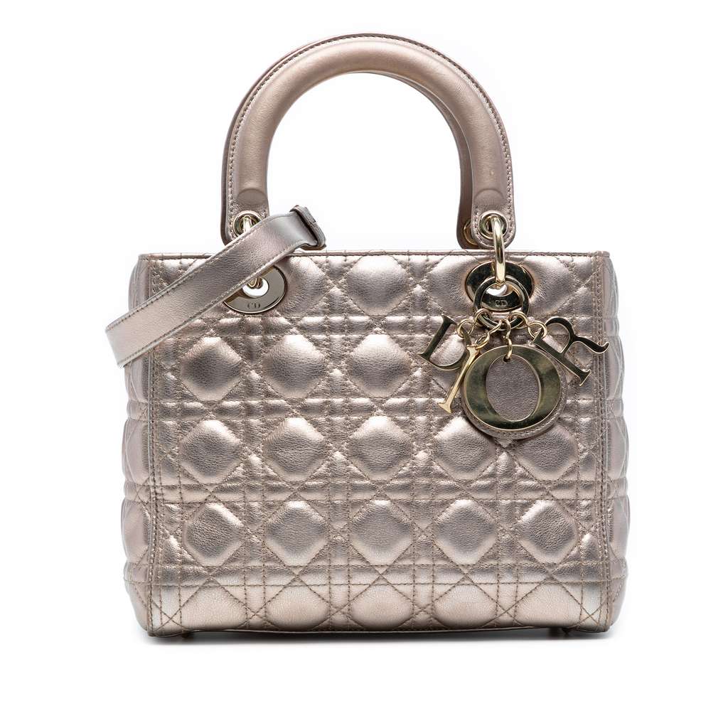 Dior Medium Metallic Lambskin Cannage Lady Dior