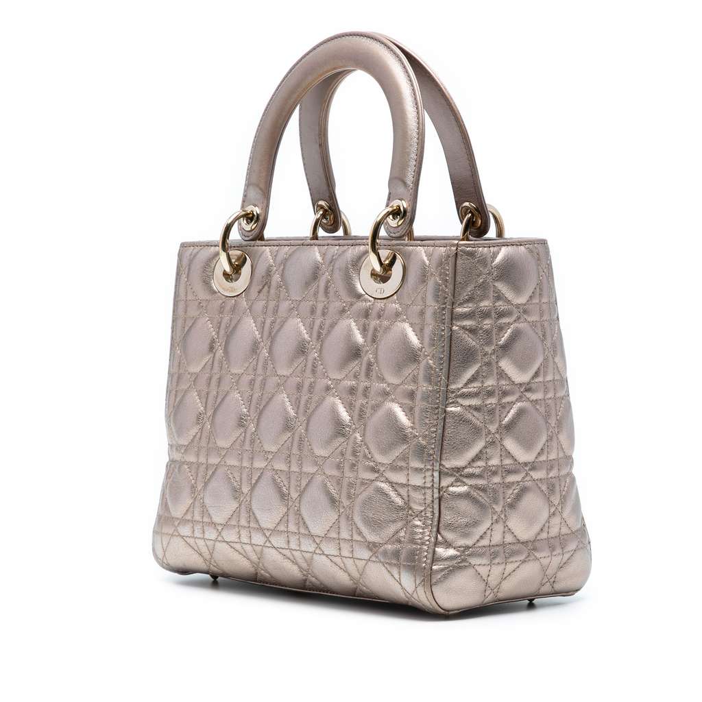 Dior Medium Metallic Lambskin Cannage Lady Dior - Back view