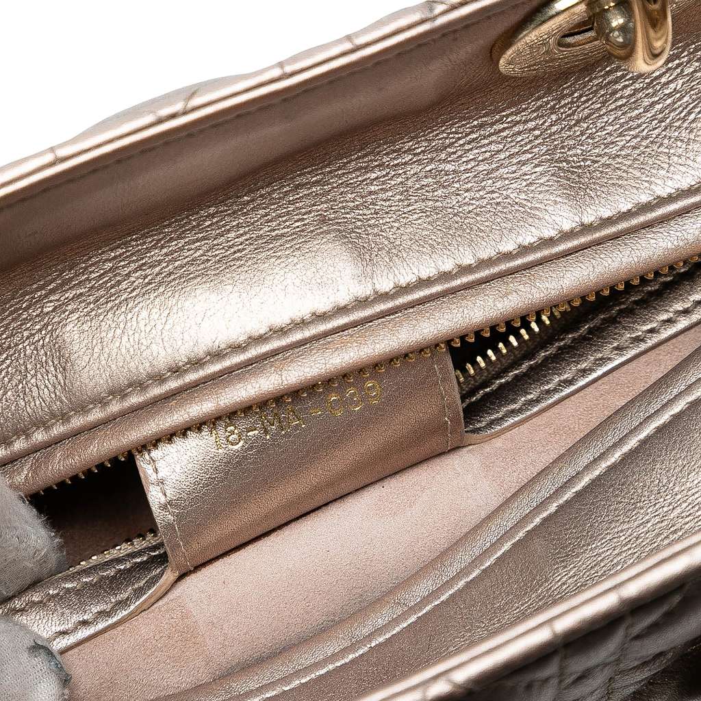 Dior Medium Metallic Lambskin Cannage Lady Dior - Side view