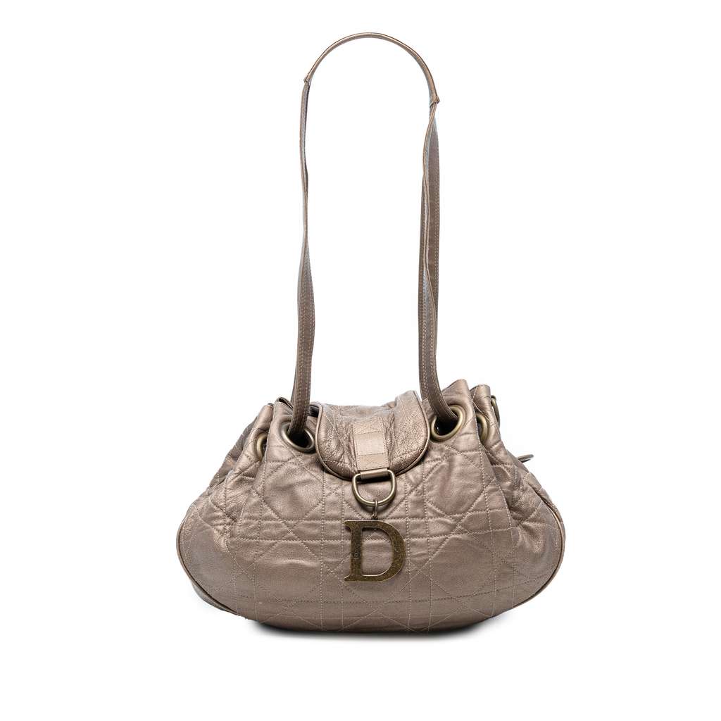 Dior Lambskin Cannage Drawstring Hobo