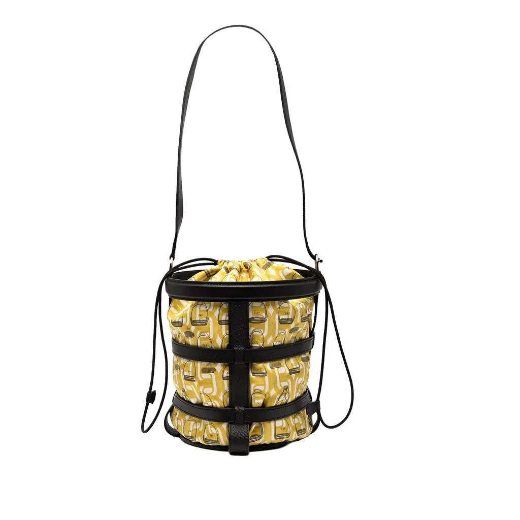 Hermès Silk and Epsom Sac Musardine Yellow Silk Very good - Front View