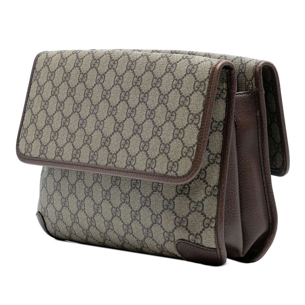 Gucci Medium GG Supreme Web Neo Vintage Double Flap Messenger Bag - Back view