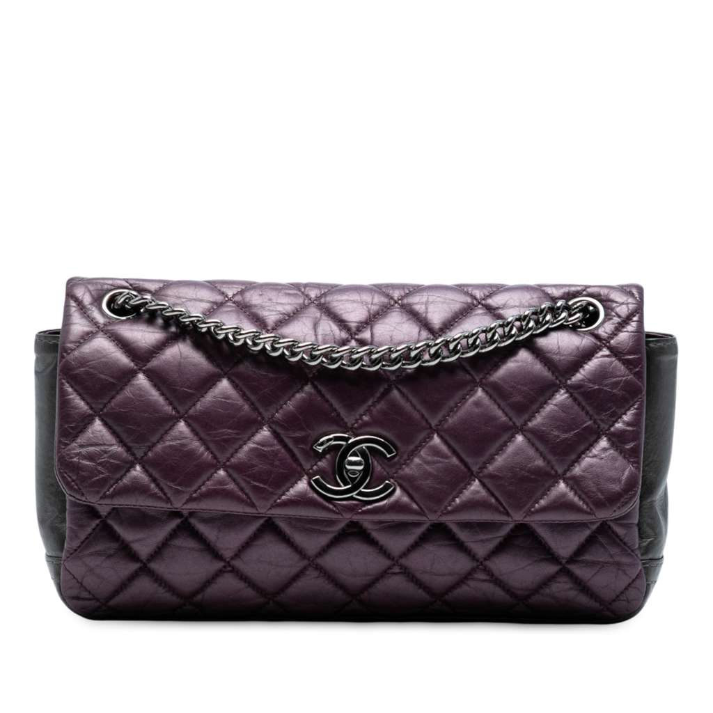 Chanel Small Bicolor Quilted Aged Calfskin Lady Pearly Flap