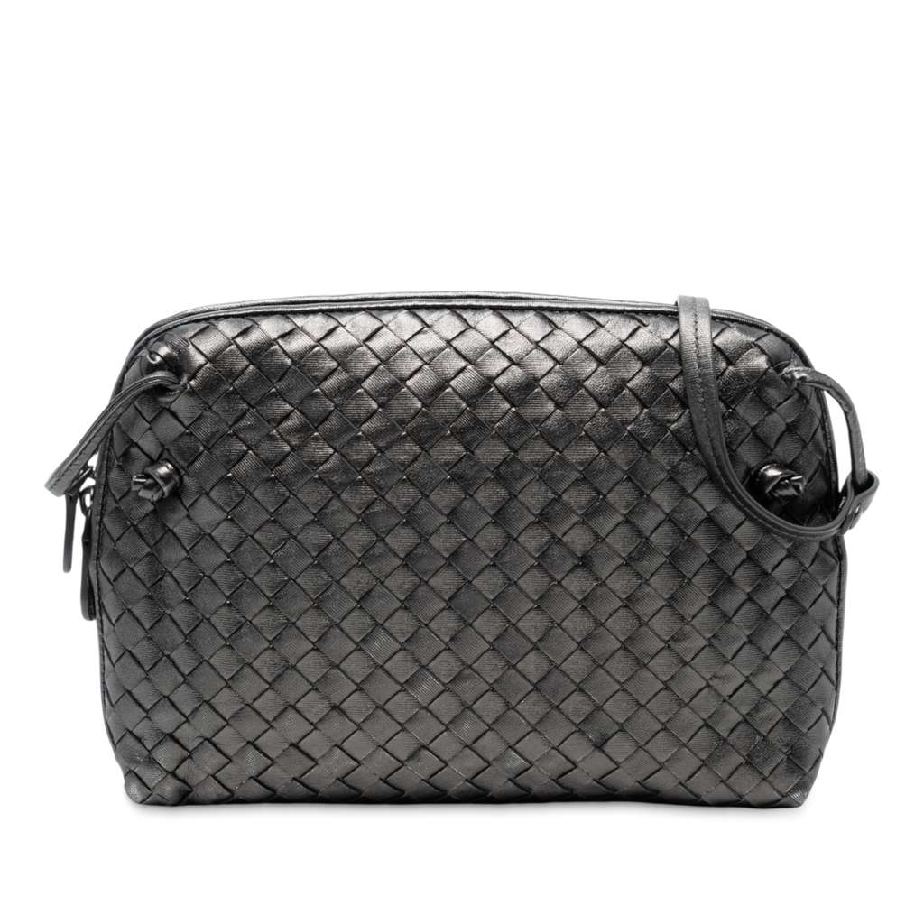 Bottega Veneta Metallic Nappa Intrecciato Nodini Crossbody