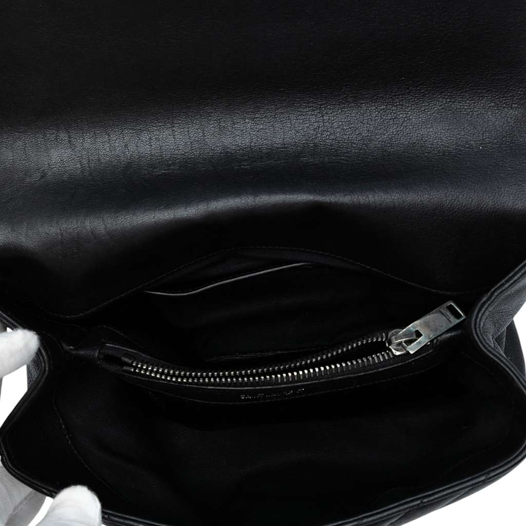 Saint Laurent Medium Quilted Chevron Sheepskin College Satchel - 4