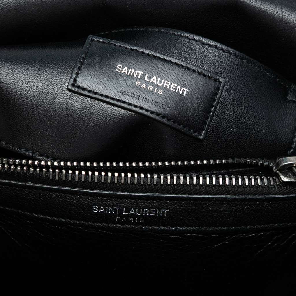 Saint Laurent Medium Quilted Chevron Sheepskin College Satchel - Side view