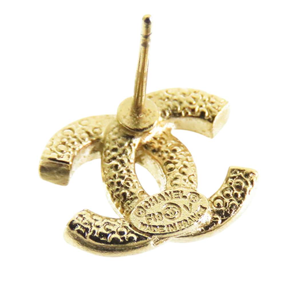 Chanel Gold Plated CC Crystal Push Back Earrings - 4