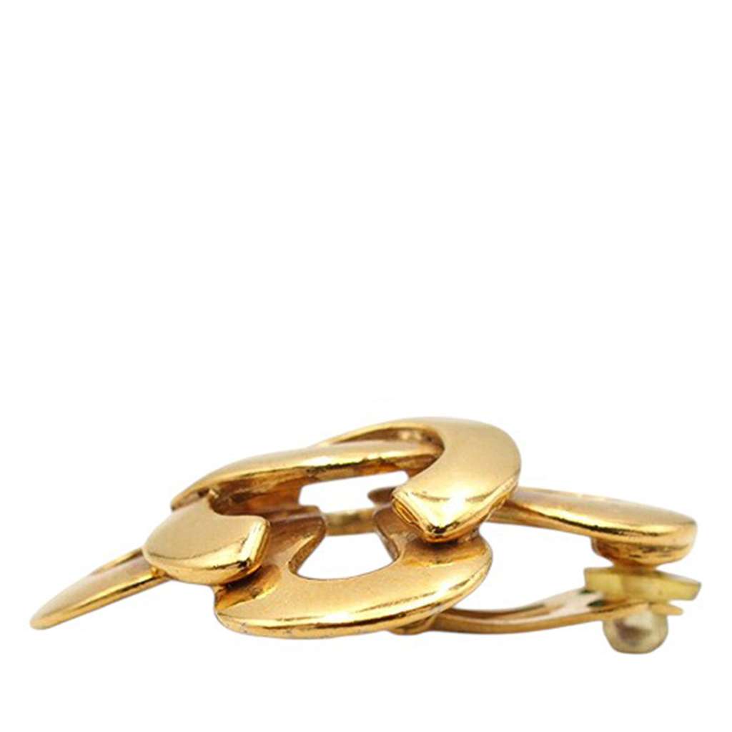Chanel Gold Plated CC Clover Clip On Earrings - Image 6